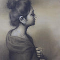 Portrait pencil drawing titled 'Shadow Of Sorrow', 14x11 inches, by artist Vaibhav Naik on Paper