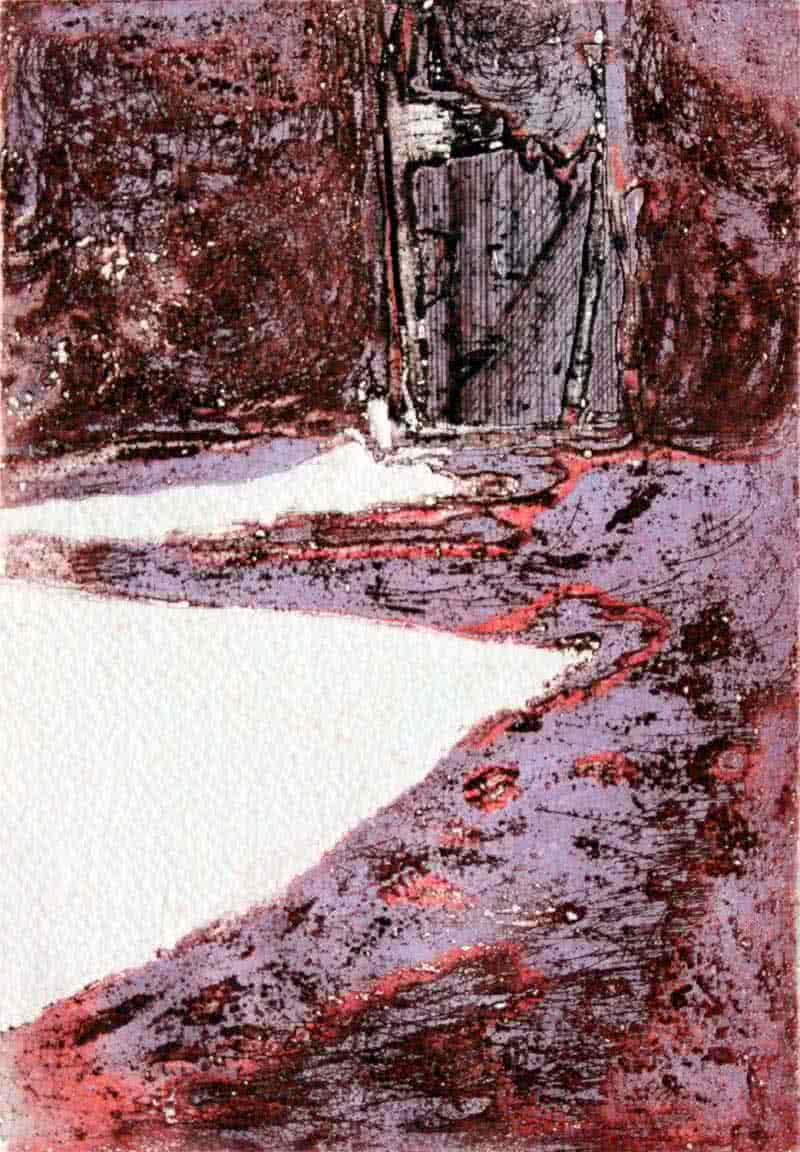 Abstract printmaking titled 'Shadows 2 Viscosity', 10x6 inches, by artist Tapan Madkikar on Paper