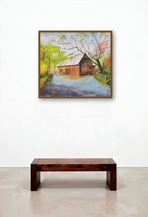 Shakeshpeare Garden Central Park Ny (Tranquility in the Woods) by artist Vivekanand Viswam displayed in a Art Deco Lounge