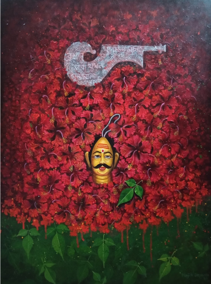 'Shakti Kali' religious acrylic painting by artist Rajib Deyashi, 40x30 inch, on canvas