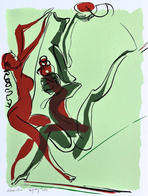 Shakti Shiva (The Eternal Dance) by Jatin Das, Serigraph Serigraphs Religious Painting on Paper, Small Vertical Wall Art