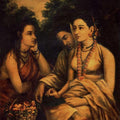 Figurative oil painting titled 'Shakumthala Patralekhan', 36x28 inches, by artist Raja Ravi Varma Reproduction on Canvas