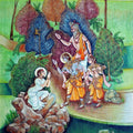 Religious mixed media painting titled 'Shakuntal', 29x20 inches, by artist Anand Sonar on Handmade Paper