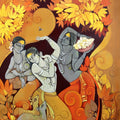 Shakuntala' figurative acrylic painting by artist Suman Dongre, 36x36 inch, on canvas
