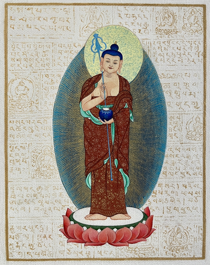 Shakyamuni Sage' religious acrylic painting by artist Aditi Agarwal, 10x8 inch, on canvas