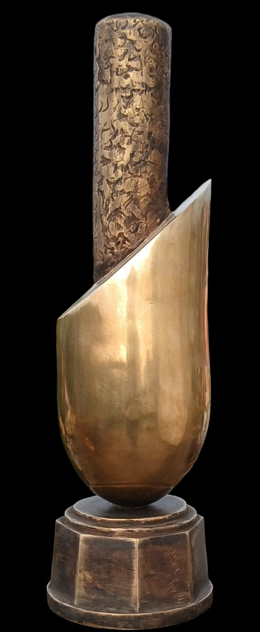 Shambhu' contemporary Brass sculpture by artist Rajeev Ranjan, 19x4 inch, on brass