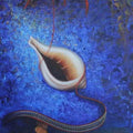 Religious acrylic painting titled 'Shankh Leela', 48x30 inches, by artist Rakhi Baid on Canvas