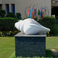 Religious sculpture titled 'Shankhnaad', 47x48x27 inches, by artist Gurucharan Singh on Fiberglass, Steel