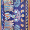 Religious tribal painting titled 'Sharad Purnima', 36x60 inches, by artist Rajendra Khanna on Cloth