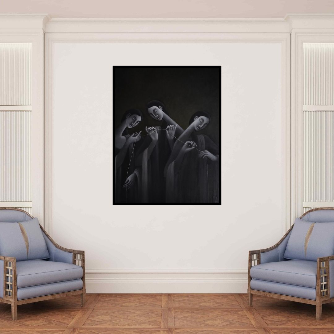 In-situ view of Uttam Bhattacharya's 'Shared Dreams' painting in a room