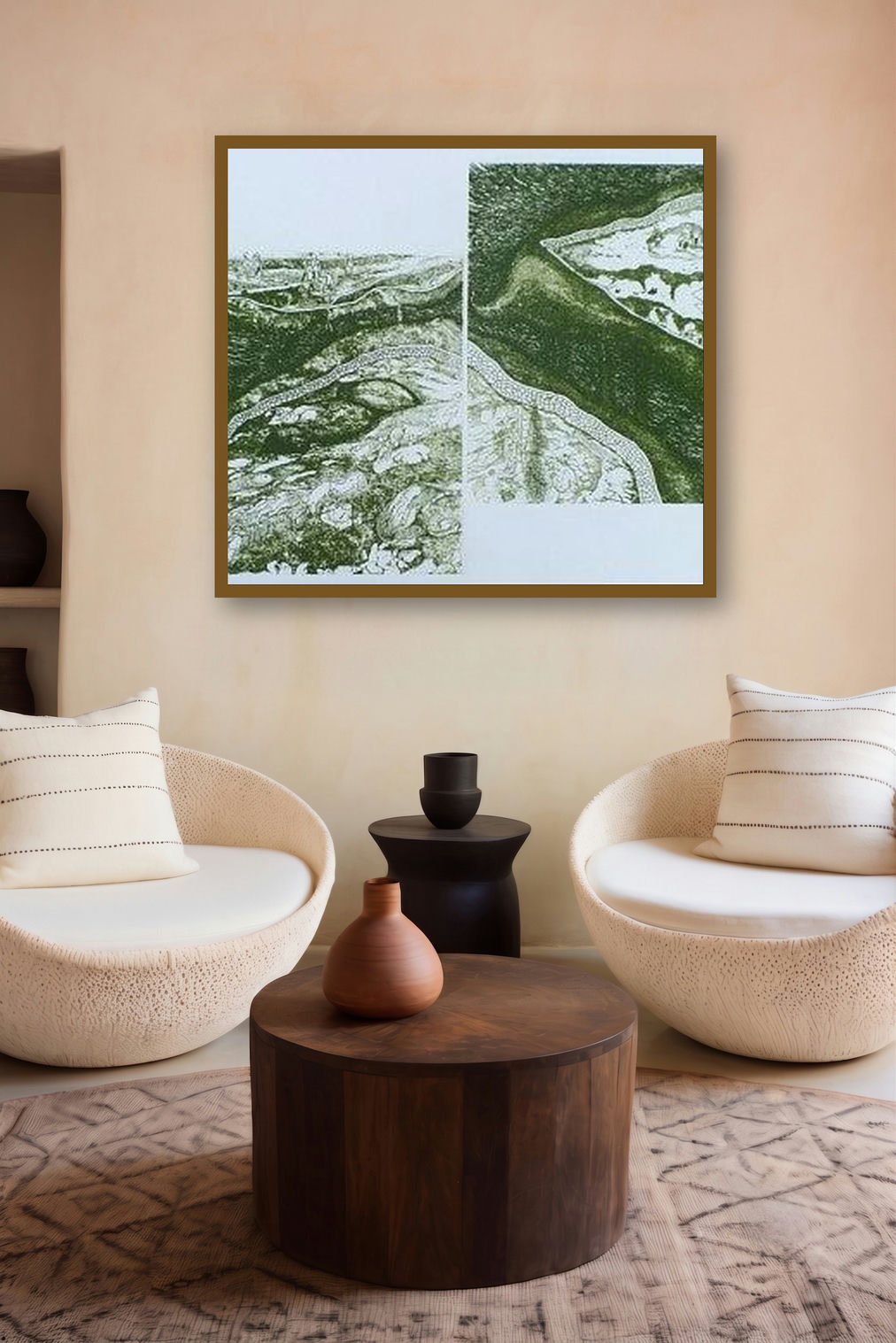 Shared Spaces (Dual Landscapes) by artist Sudeep Kumar Bashyal displayed in a Curated gallery