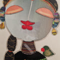 She 1' figurative mixed-media painting by artist G Subramanian, 12x8 inch, on paper