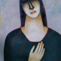 Figurative acrylic painting titled 'She 1', 30x22 inches, by artist Mihir Kayal on Paper
