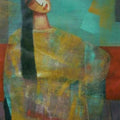 Figurative acrylic painting titled 'She 2', 30x22 inches, by artist Mihir Kayal on Paper