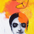 'She 24' figurative acrylic painting by artist Kishore Pratim Biswas, 24x12 inch, on canvas