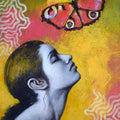 'She 28' figurative acrylic painting by artist Kishore Pratim Biswas, 33x18 inch, on canvas
