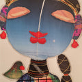 She 3' figurative mixed-media painting by artist G Subramanian, 12x8 inch, on paper