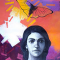 'She 38' figurative acrylic painting by artist Kishore Pratim Biswas, 48x24 inch, on canvas