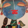 She 6' figurative mixed-media painting by artist G Subramanian, 12x8 inch, on paper