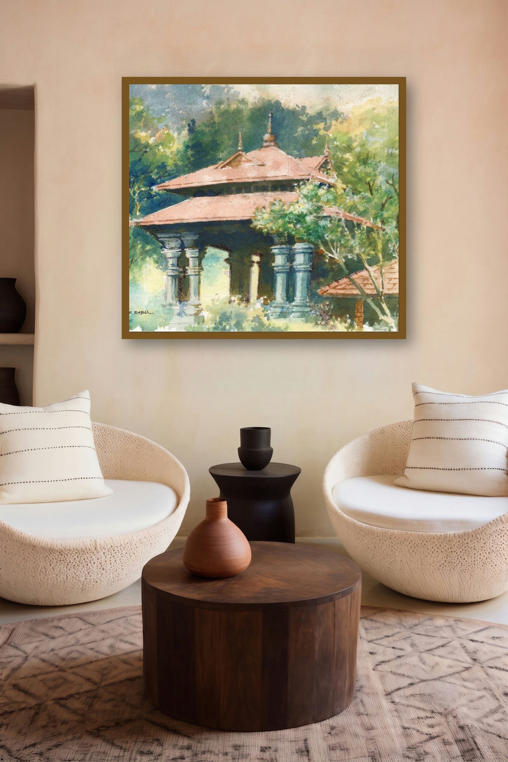 Shed (Timeless Tranquility) by artist Sankara Babu displayed in a Indian Art gallery
