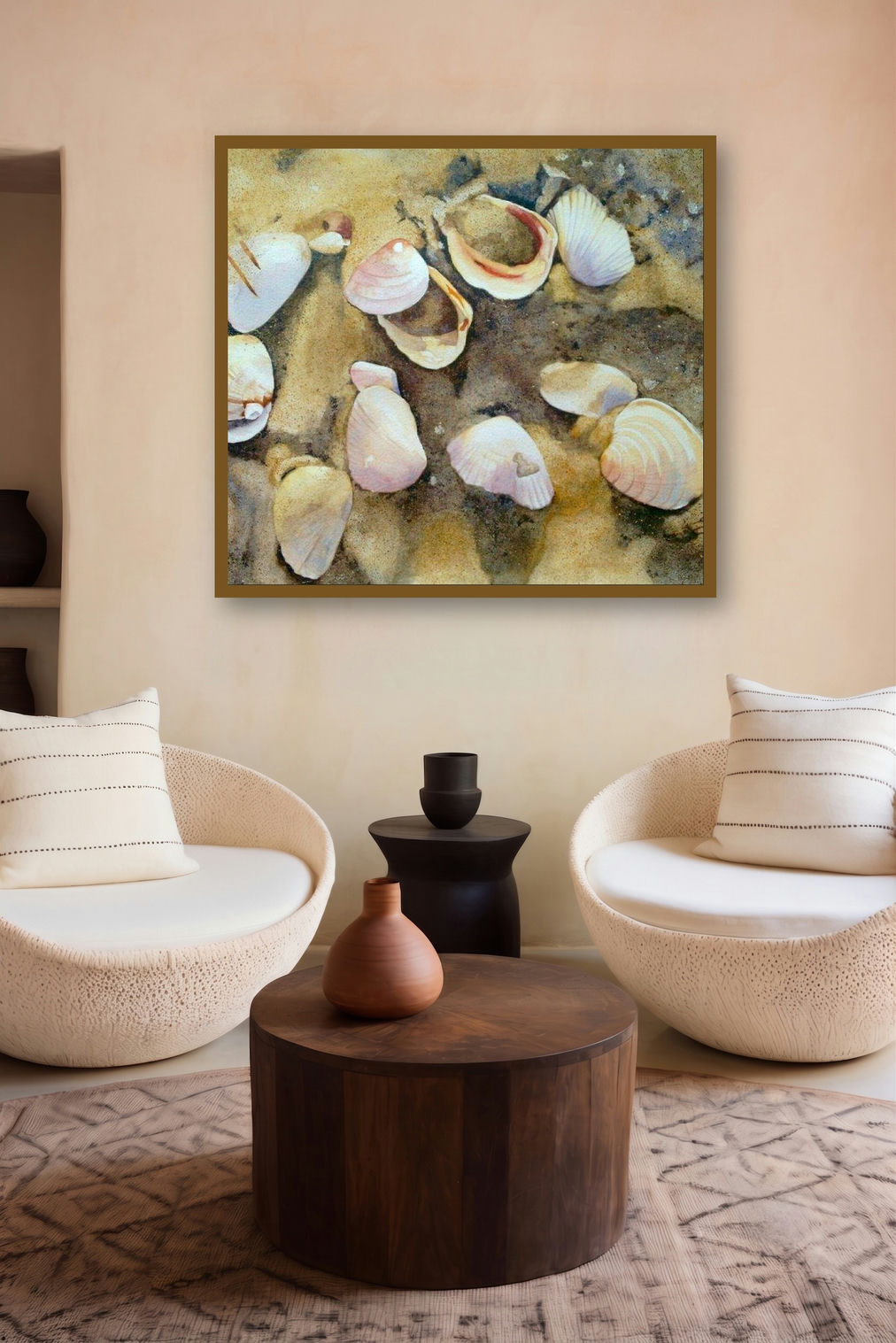Shells (Shells by artist Shagufta Mehdi) by artist Shagufta Mehdi displayed in a Museum Style gallery