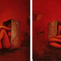 Shelter 2' nude acrylic painting by artist Payel Mitra Sarkar, 21x13 inch, on paper