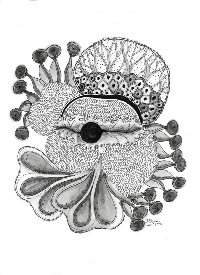 contemporary pen ink drawing titled 'Shikha Baheti Soul Portrait 2', 12x8 inches, by artist Shikha Baheti on 200gsm archivalpaper