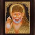 Religious tanjore traditional art titled 'Shirdi Sai Baba Tanjore Painting 2', 24x18 inches, by artist Myangadi Tanjore on Plywood