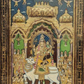 Religious tanjore traditional art titled 'Shiv Barat', 36x24 inches, by artist Tanjore Tanjaur on Wood