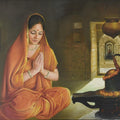 Religious oil painting titled 'Shiv Bhakt', 48x36 inches, by artist Kamal Rao on Canvas