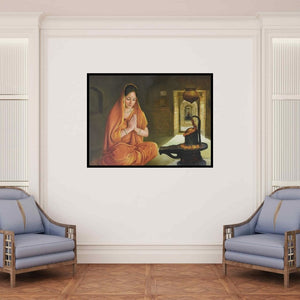 In-situ view of Kamal Rao's 'Shiv Bhakt (Buddha Serene Presence)' painting in a room