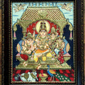 Religious tanjore traditional art titled 'Shiv Family Tanjore Painting', 22x18 inches, by artist VANI VIJAY on Plywood