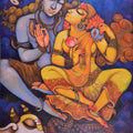 Shiv Gauri' religious acrylic painting by artist Manisha Srivastava, 50x36 inch, on canvas