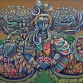 Religious acrylic painting titled 'Shiv Nandani', 36x48 inches, by artist Jitendra Dangi on Canvas