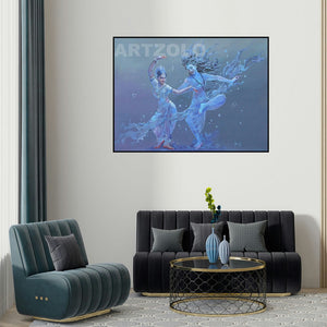 Bijay Biswaal's 'Shiv Parvati' painting visualized above a sofa in a contemporary room.
