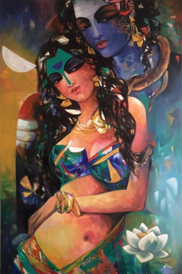 Shiv Parvati In Rhythm Ii Painting by Rajeshwar Nyalapalli | ArtZolo.com
