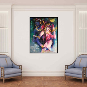 In-situ view of Rajeshwar Nyalapalli's 'Shiv Parvati In Rhythm I' painting in a room