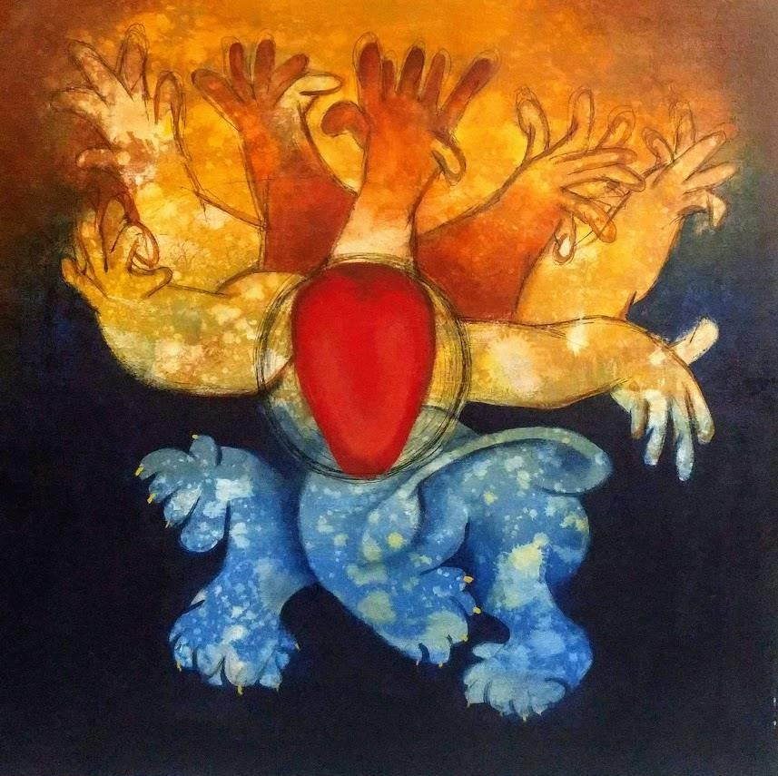 Shiv Sadhike' contemporary acrylic painting by artist Rasana Bhardwaj, 24x24 inch, on canvas