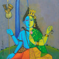 Religious acrylic painting titled 'Shiv Shakti', 17x14 inches, by artist Prakash Deshmukh on Canvas