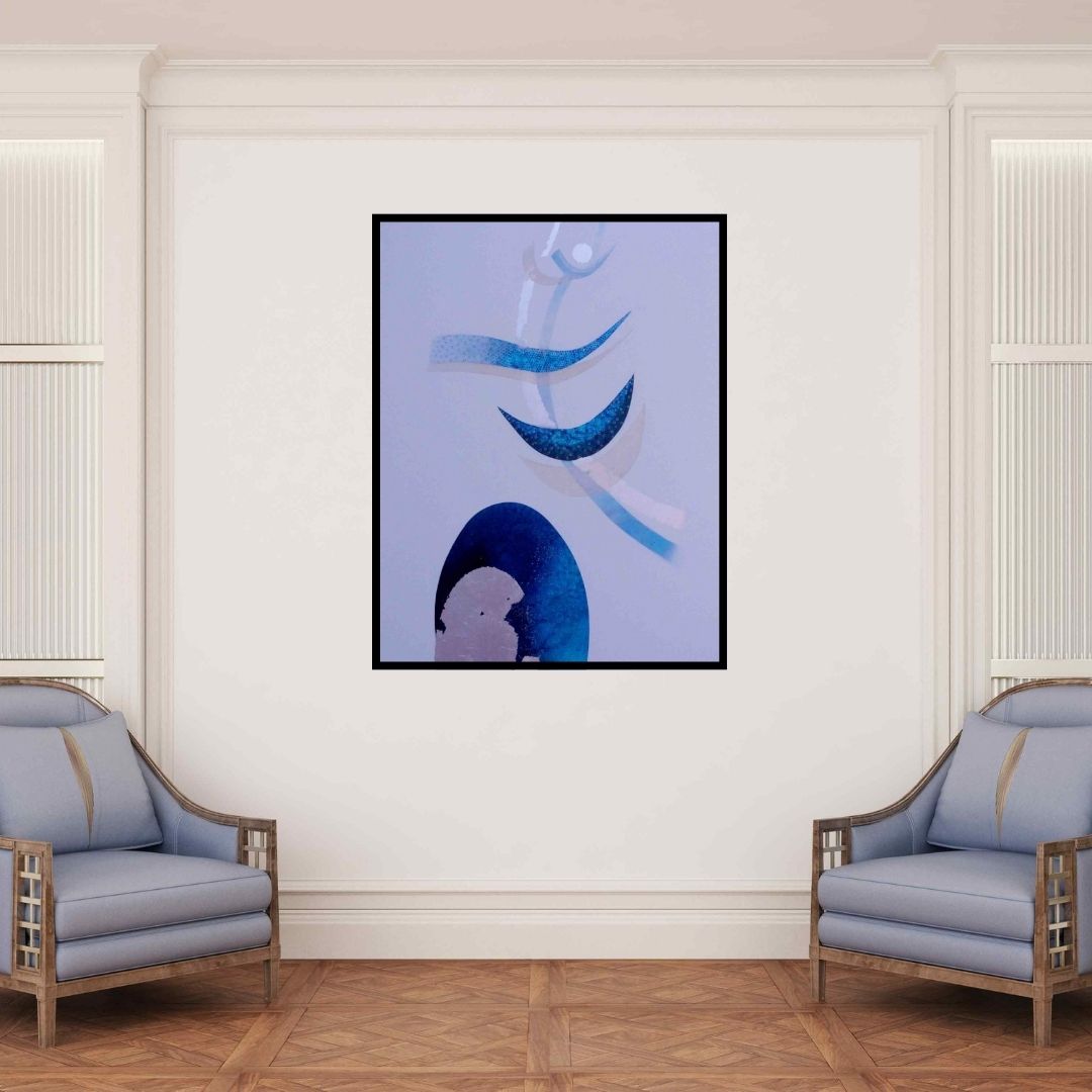 In-situ view of Uday Goswami's 'Shiva (Celestial Dance)' painting in a room