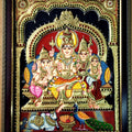 Religious tanjore traditional art titled 'Shiva Family Tanjore Painting 4', 18x14 inches, by artist VANI VIJAY on Plywood