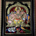 Religious tanjore traditional art titled 'Shiva Family Tanjore Painting', 14x18 inches, by artist VANI VIJAY on Plywood