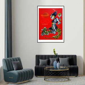 'The Shiva (Cosmic Lord)' painting by Mahesh Pal Gobra shown on a wall in a furnished room.