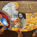 Shiva Nandi 1' religious acrylic painting by artist Chandrakant Tajbije, 36x60 inch, on canvas