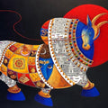 Shiva Nandi' religious acrylic painting by artist Chandrakant Tajbije, 36x60 inch, on canvas