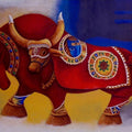 Shiva Nandi 2' religious acrylic painting by artist Chandrakant Tajbije, 36x60 inch, on canvas