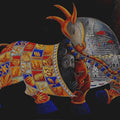 Shiva Nandi 3' religious acrylic painting by artist Chandrakant Tajbije, 36x60 inch, on canvas