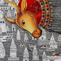 Shiva Nandi 4' religious acrylic painting by artist Chandrakant Tajbije, 60x36 inch, on canvas