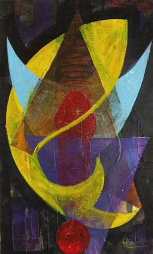 Shiva Series 3 (Lunar Glow) by Narendra Jatav, Original Acrylic Religious Painting on Paper, Small Vertical Wall Art