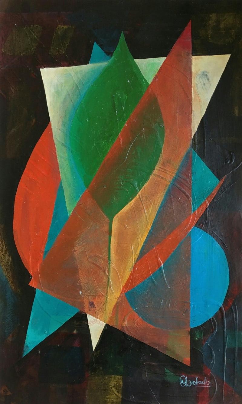 Religious acrylic painting titled 'Shiva Series 4', 21x12 inches, by artist Narendra Jatav on Paper